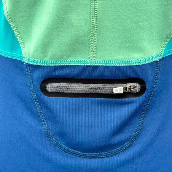 Title Nine Diamalete Dress S Sleeveless Color-Blocked Blue & Green Nylon/Spandex - Picture 4 of 8